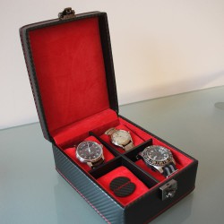 Boite 4 montres Carbon Noir intérieur Rouge Friedrich