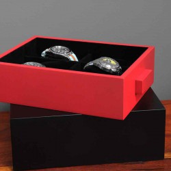 Coffret tiroir pour 6 montres Geneva SLIPCASE noir et rouge