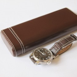 Etui en cuir marron pour 1 montre Geneva