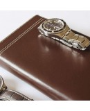 Etui en cuir marron pour 2 montres Geneva