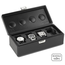 Coffret 4 Montres - Scatola 4B XL Oversize cuir noir