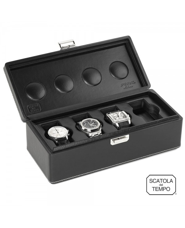 Coffret 4 Montres - Scatola 4B XL Oversize cuir noir