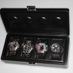 Coffret 4 Montres - Scatola 4B XL Oversize cuir noir